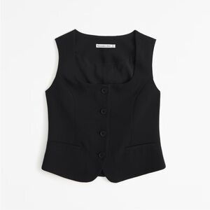 NWT Abercrombie Mara Tailored Vest Squareneck Top Black XS